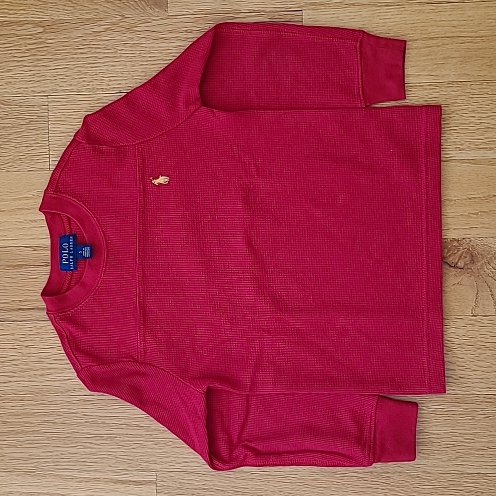 Toddler Ralph Lauren Polo Waffle Knit Cotton Shirt; Boys 5T in Red